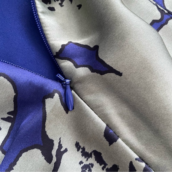 Banana Republic Fit&Flare Satin Maxi Floral Dress Size 4 Blue Green - Picture 9 of 16